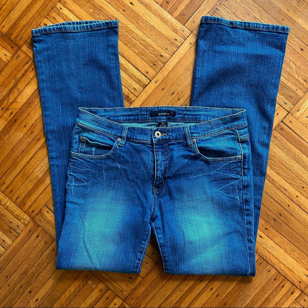 Shorty Bootcut Jeans w/ Embellished Rainbow Pocket - Picture 2 of 3